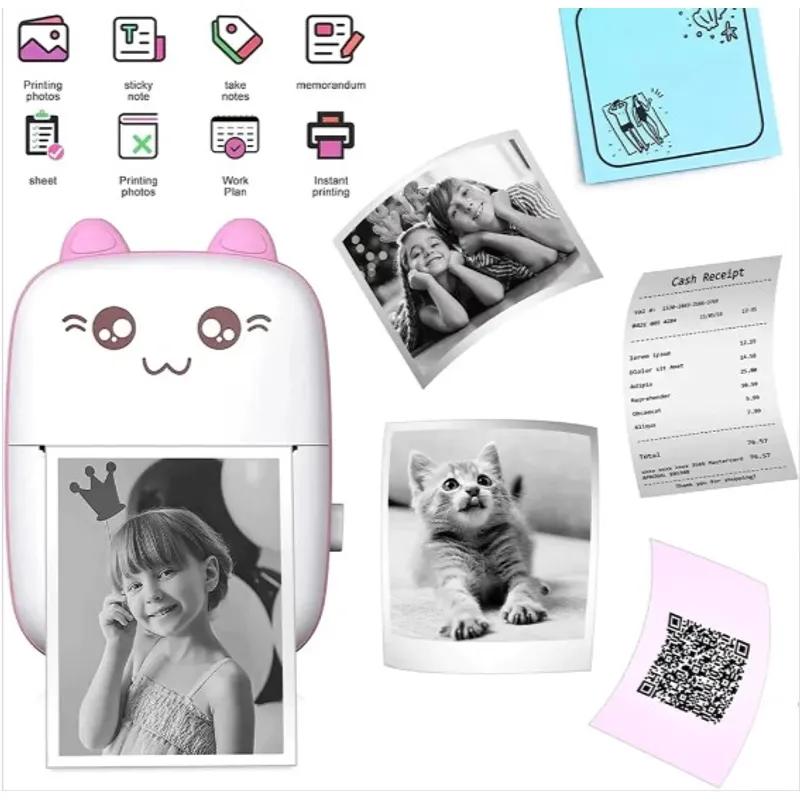 GENERICO - MINI IMPRESORA PORTATIL TERMICA BLUETOOTH USB PARA CELULAR RECARGABLE