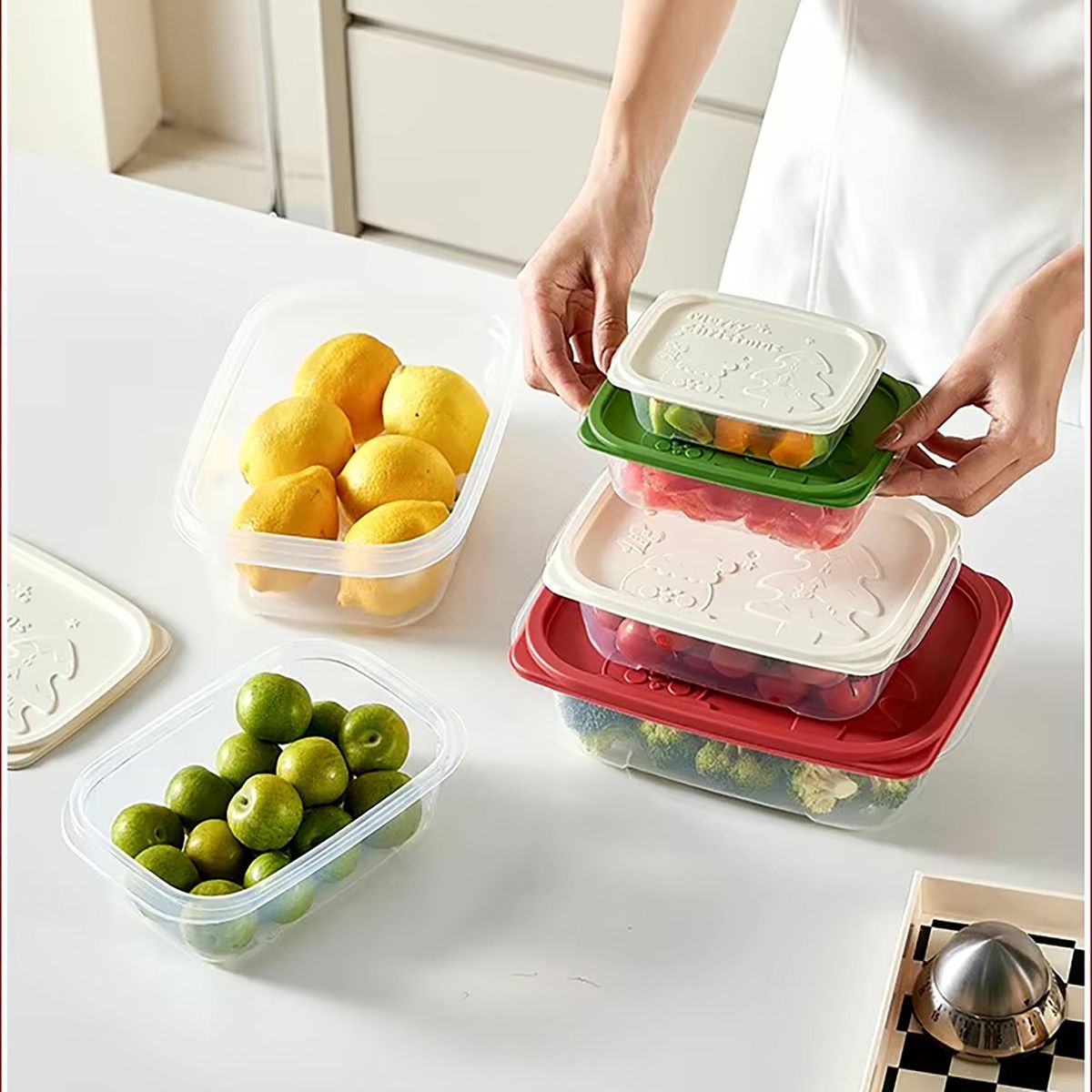 GENERICO - Set 3 contenedores/recipientes para guardar alimentos y más - Rojo