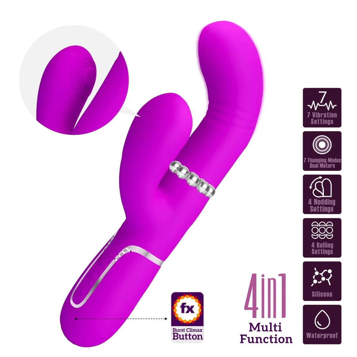 PRETTY LOVE - Vibrador Estilo Conejo Recargable 4 EN 1 Sexual Femenino Pretty Love