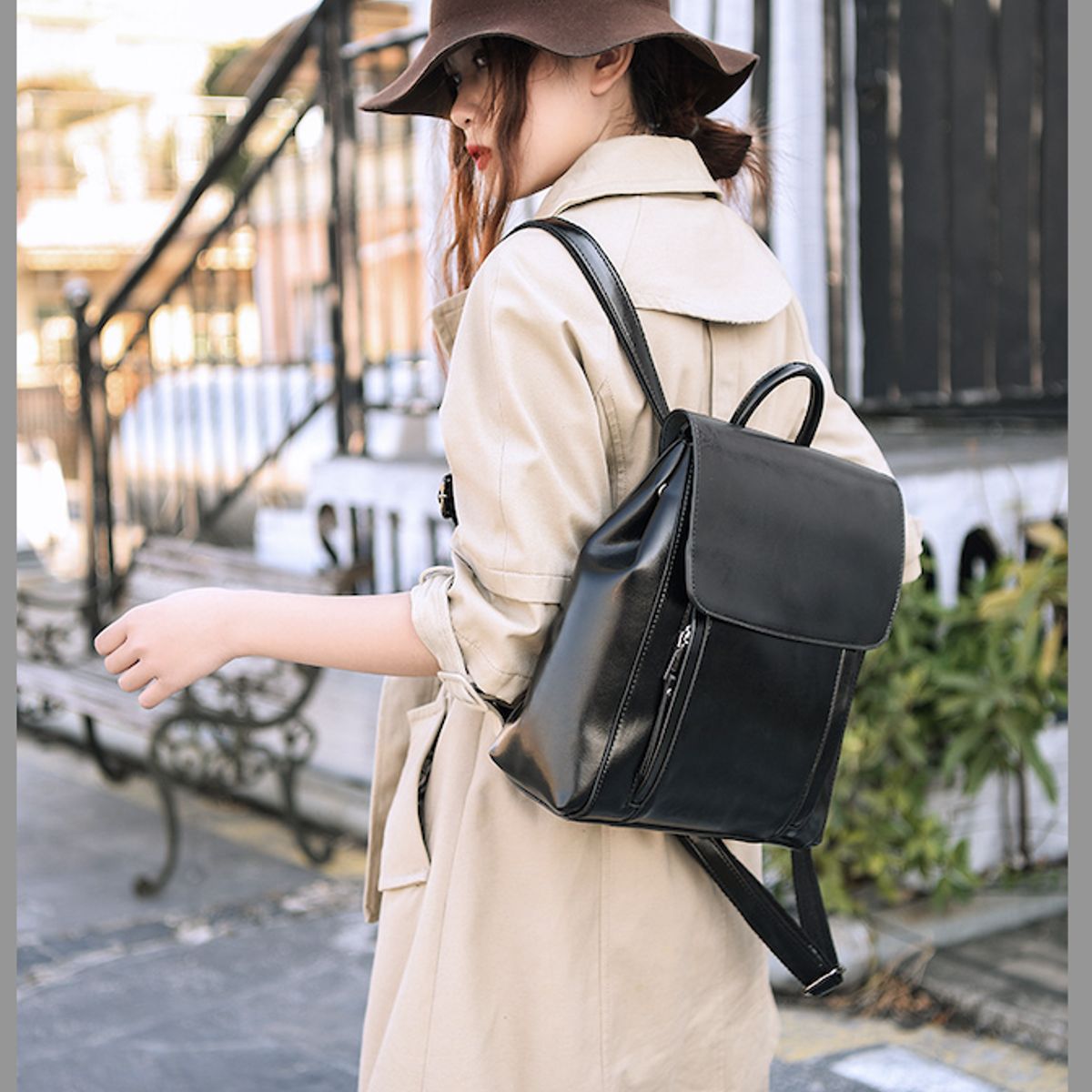 PUREPOWER - Mochilas De Piel Para Mujer Mochila Vintage