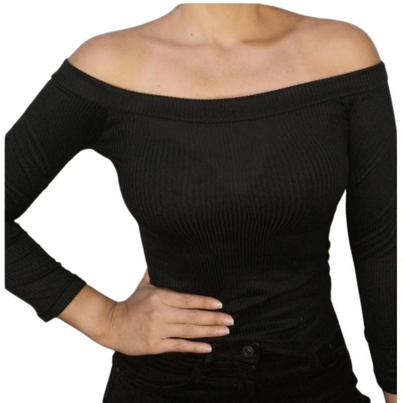 GENERICO - Polo Manga Larga Dama Cuello Estilo Rib