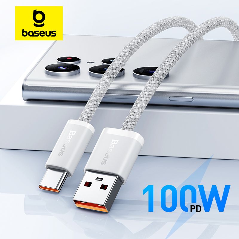 BASEUS - CABLE BASEUS USB  A - USB C - 100W - CARGA RAPIDA - 1MT - BLANCO