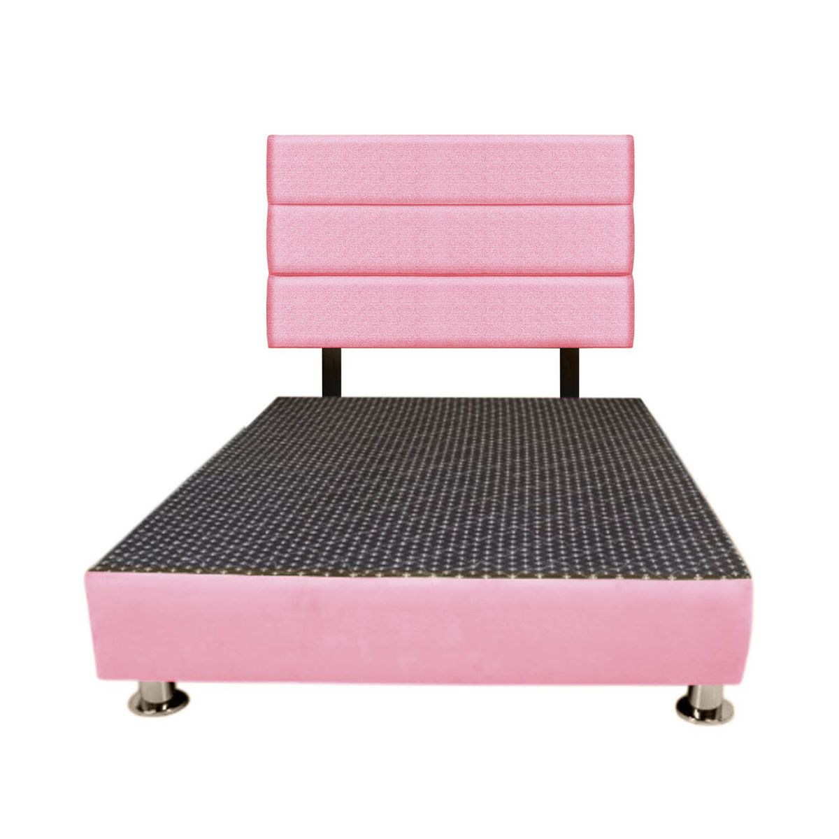 MUEBLES MACRUMO - Cama + Cabecera Moty con tela antifluida de 1.5 Plz color Rosado