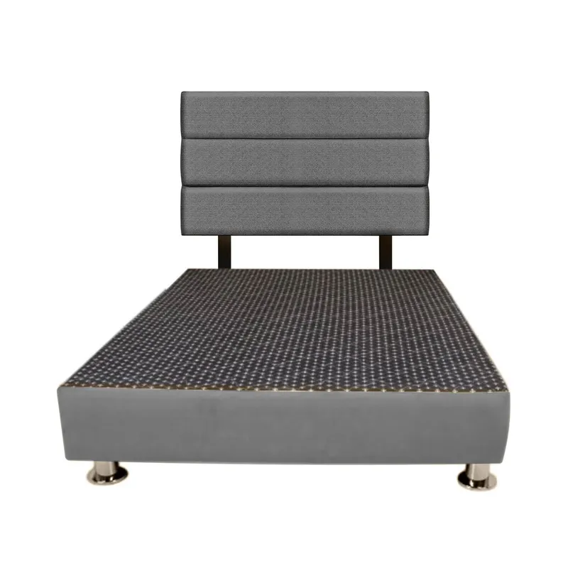 MUEBLES MACRUMO - Cama + Cabecera Moty con tela antifluida de 1.5 Plz color Gris Oscuro