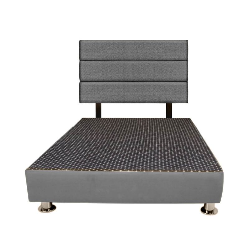 MUEBLES MACRUMO - Cama + Cabecera Moty con tela antifluida de 2Plz color Gris Oscuro