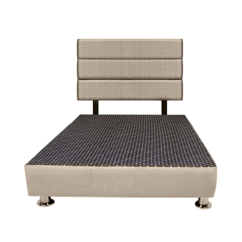 MUEBLES MACRUMO - Cama + Cabecera Moty con tela antifluida de 2Plz color Beige