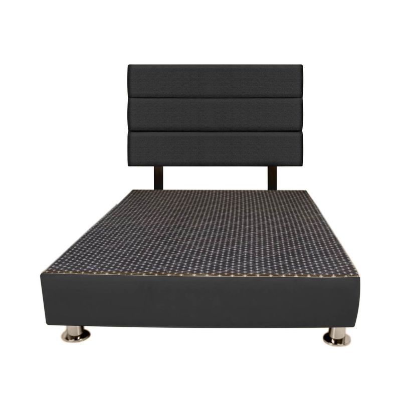 MUEBLES MACRUMO - Cama + Cabecera Moty con tela antifluida de Queen color Negro