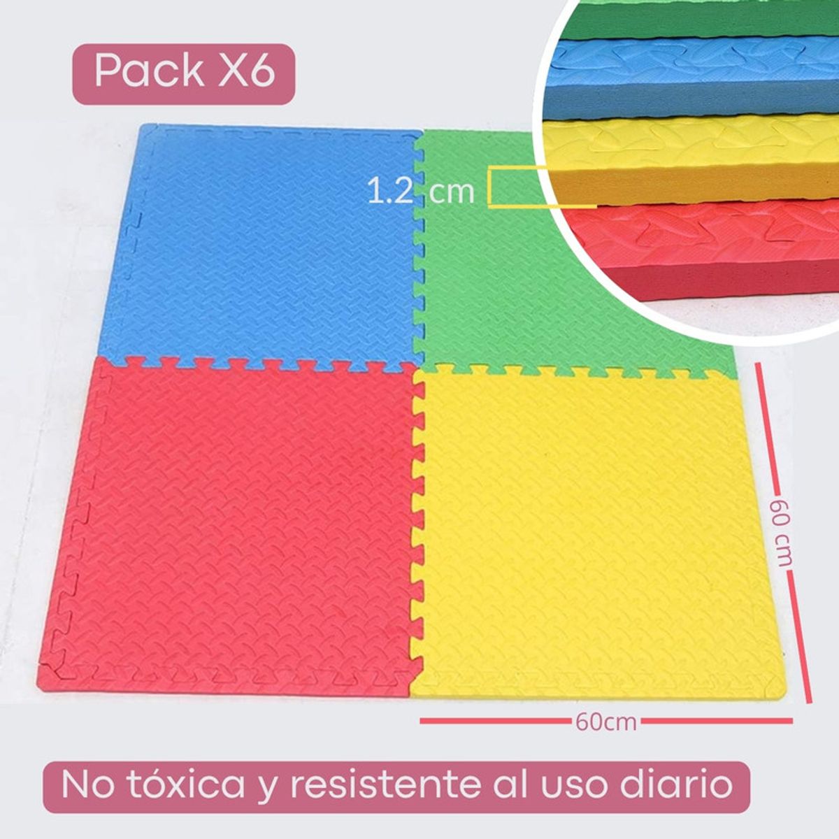 PENTHA - Piso de Goma para Bebé 60 x 60cm Pack por 6 Unid