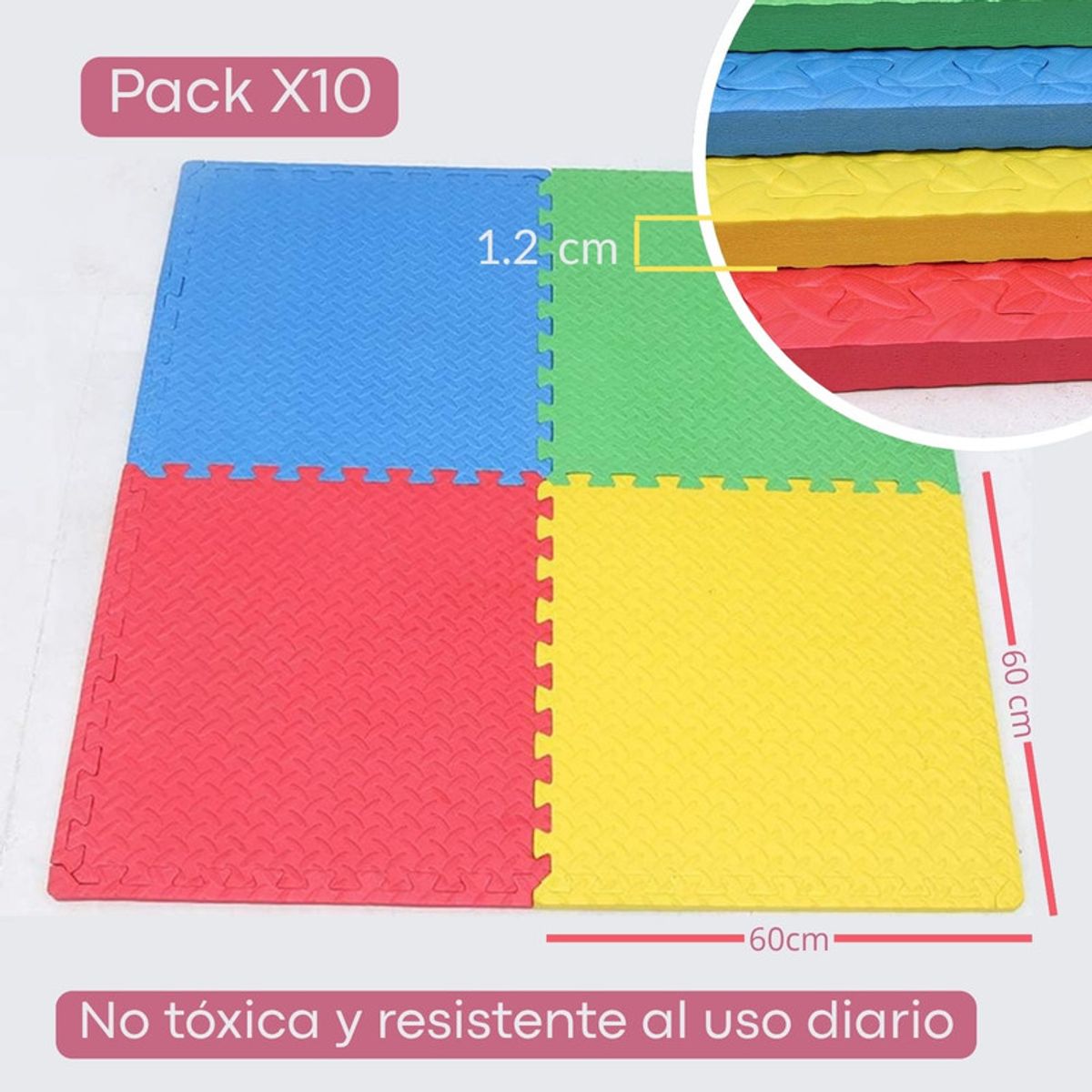 PENTHA - Piso de Goma para Bebé 60 x 60cm Pack por 10 Unid