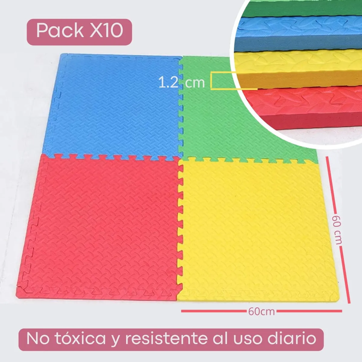 PENTHA - Piso de Goma para Bebé 60 x 60cm Pack por 10 Unid