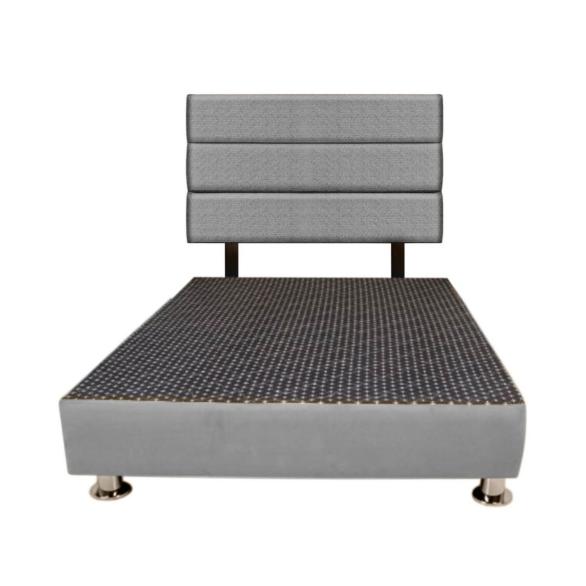 MUEBLES MACRUMO - Cama + Cabecera Moty con tela antifluida King color Gris Claro
