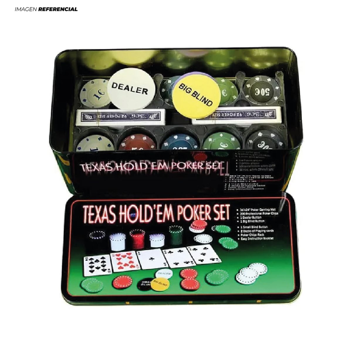 GENERICO - Juego Set de Póker con Fichas en Caja de Metal