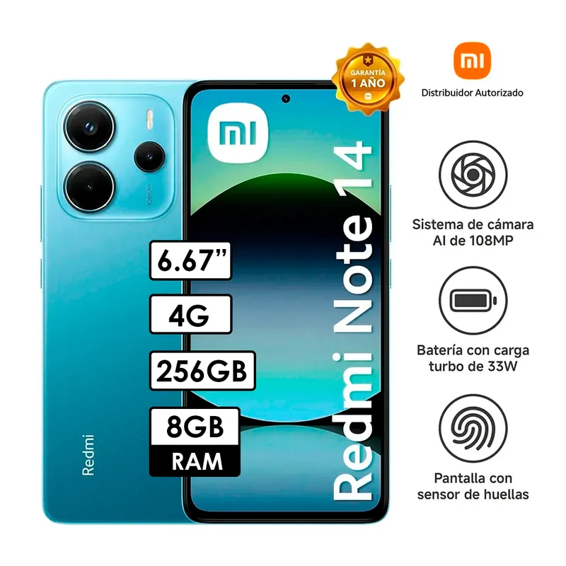 XIAOMI - Redmi Note 14 4G 8GB RAM/ 256GB Azul