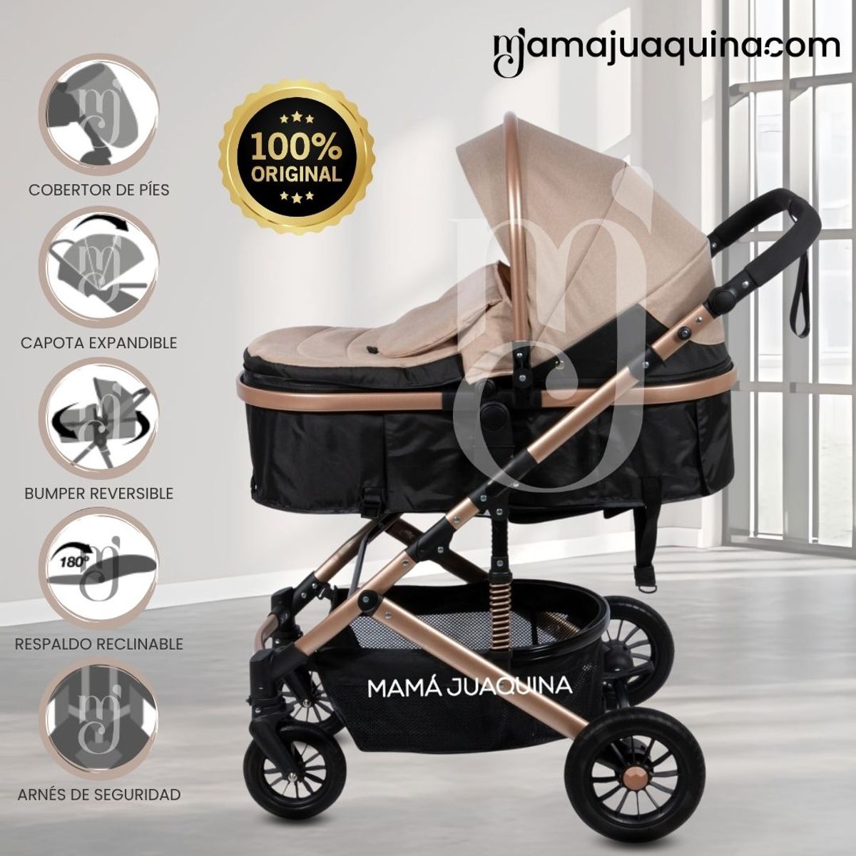BABY - Coche Moisés «MILLION COMFORT» Edición Limitada Beige