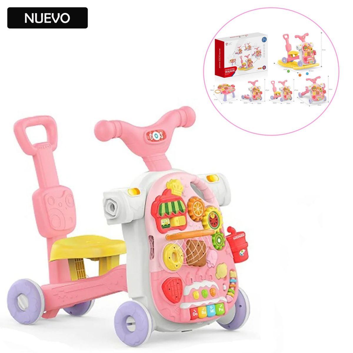 GENERICO - Caminador Multifuncional para Bebé 5en1 Rosado