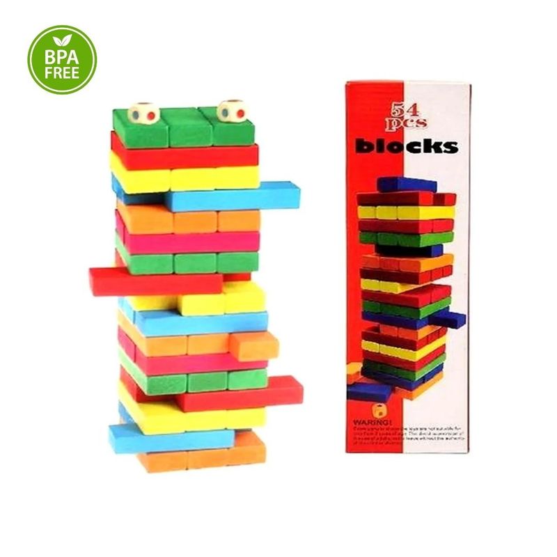 GENERICO - Jenga De Madera Colorido 54 Pcs
