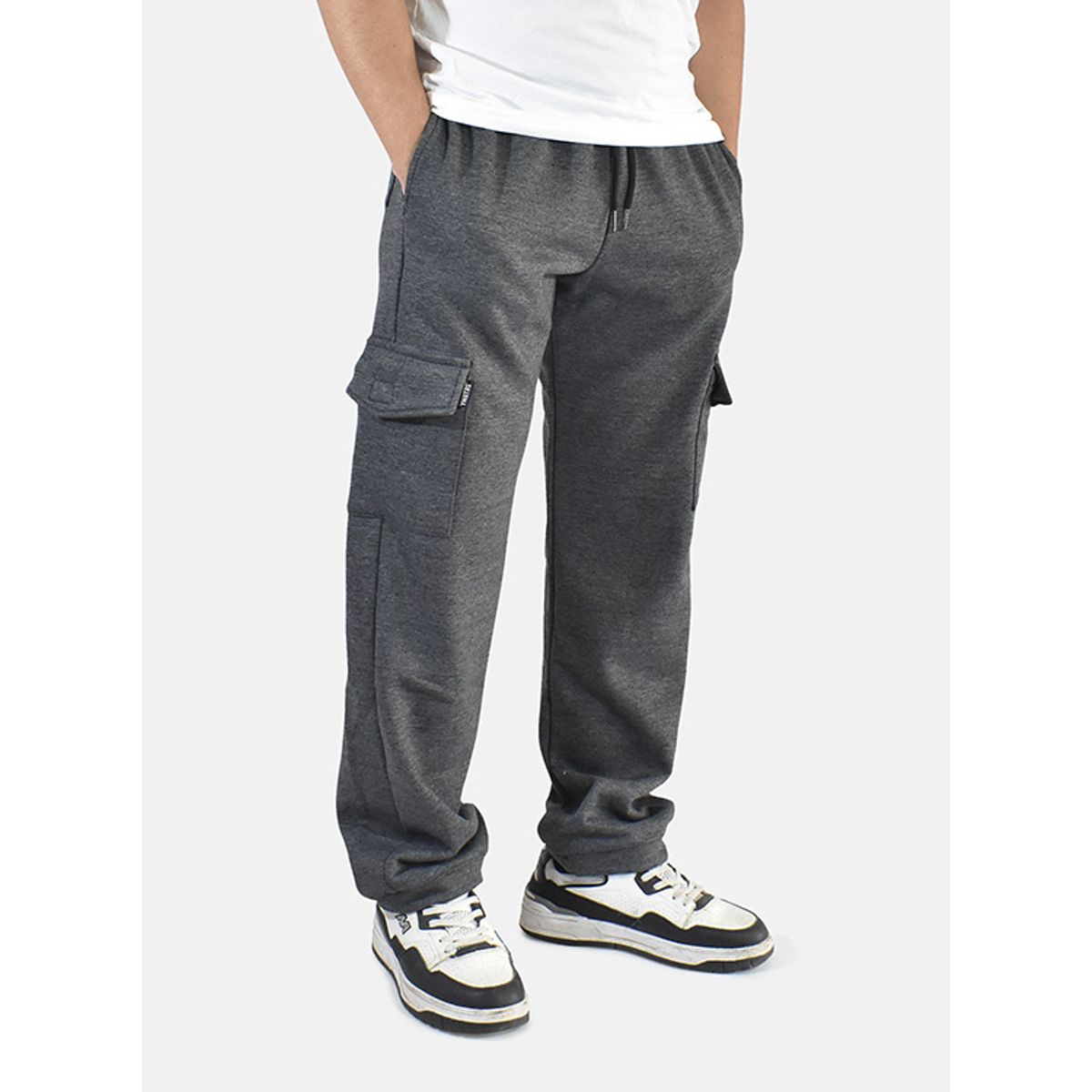 YONISTERS CLOTHING - Jogger Cargo Hombre de Franela Oversize Yonisters Clothing Plomo
