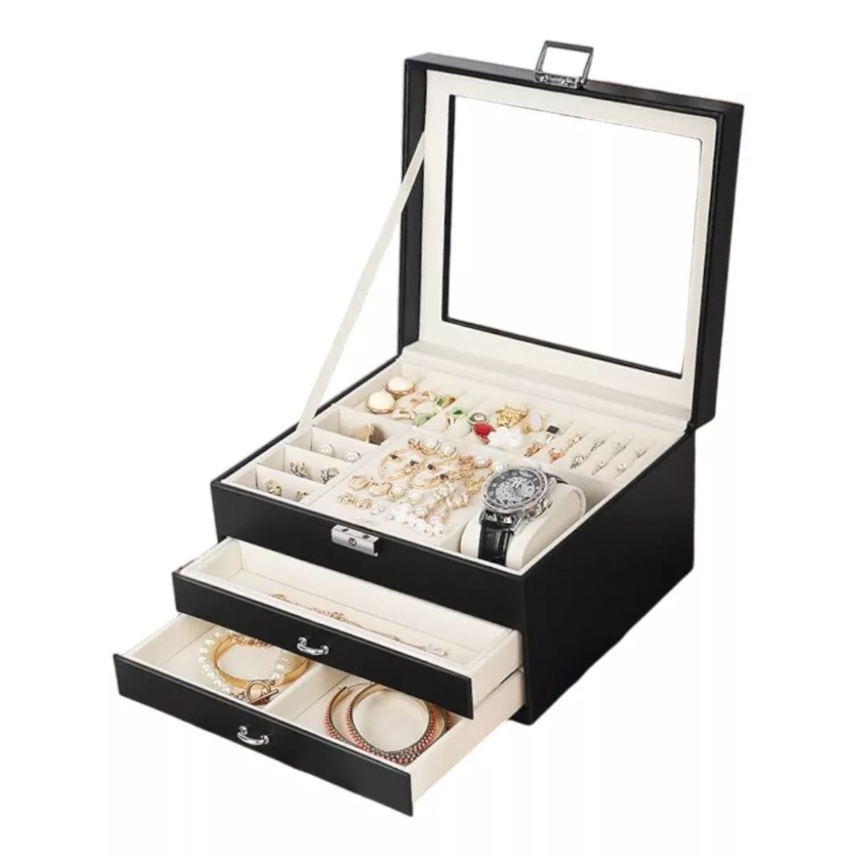 GENERICO - Joyero Cofre de Accesorios 3 niveles Elegante