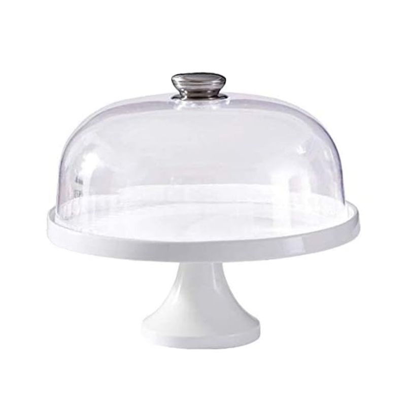 INSPIRA - Pedestal para Torta de Cerámica con Tapa de Acrílico