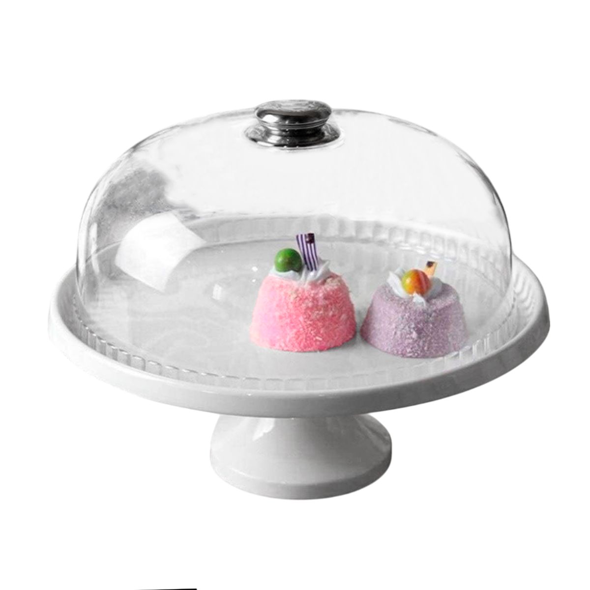 INSPIRA - Pedestal para Torta de Cerámica con Tapa de Acrílico