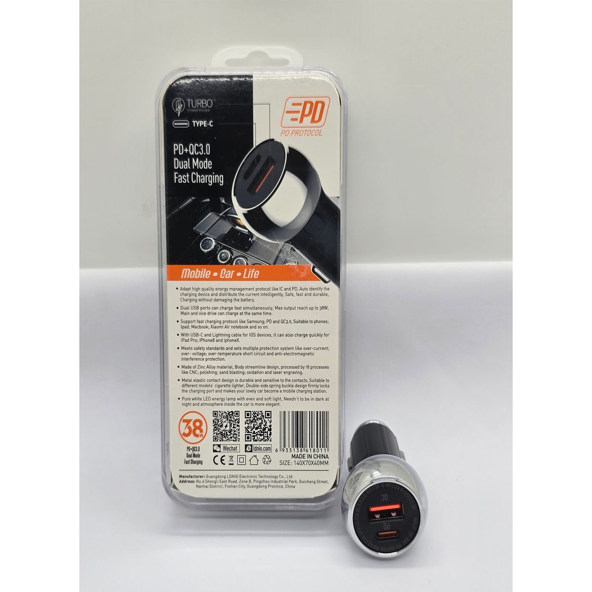 LDNIO - CARGADOR LDNIO PARA CARRO PORT USBPD 38W