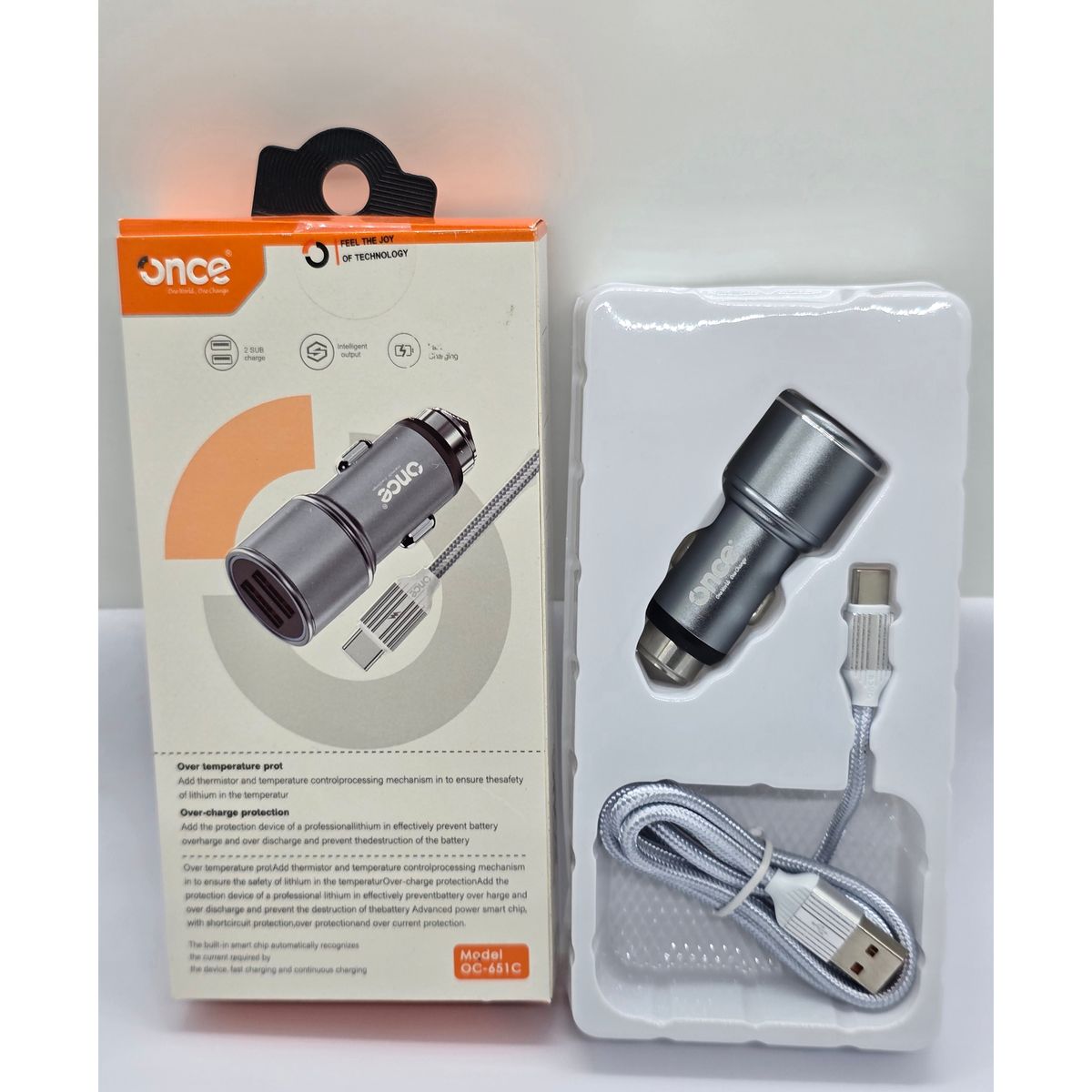 GENERICO - CARGADOR ONCE PARA CARRO INCLUYE CABLE TIPO C  67W