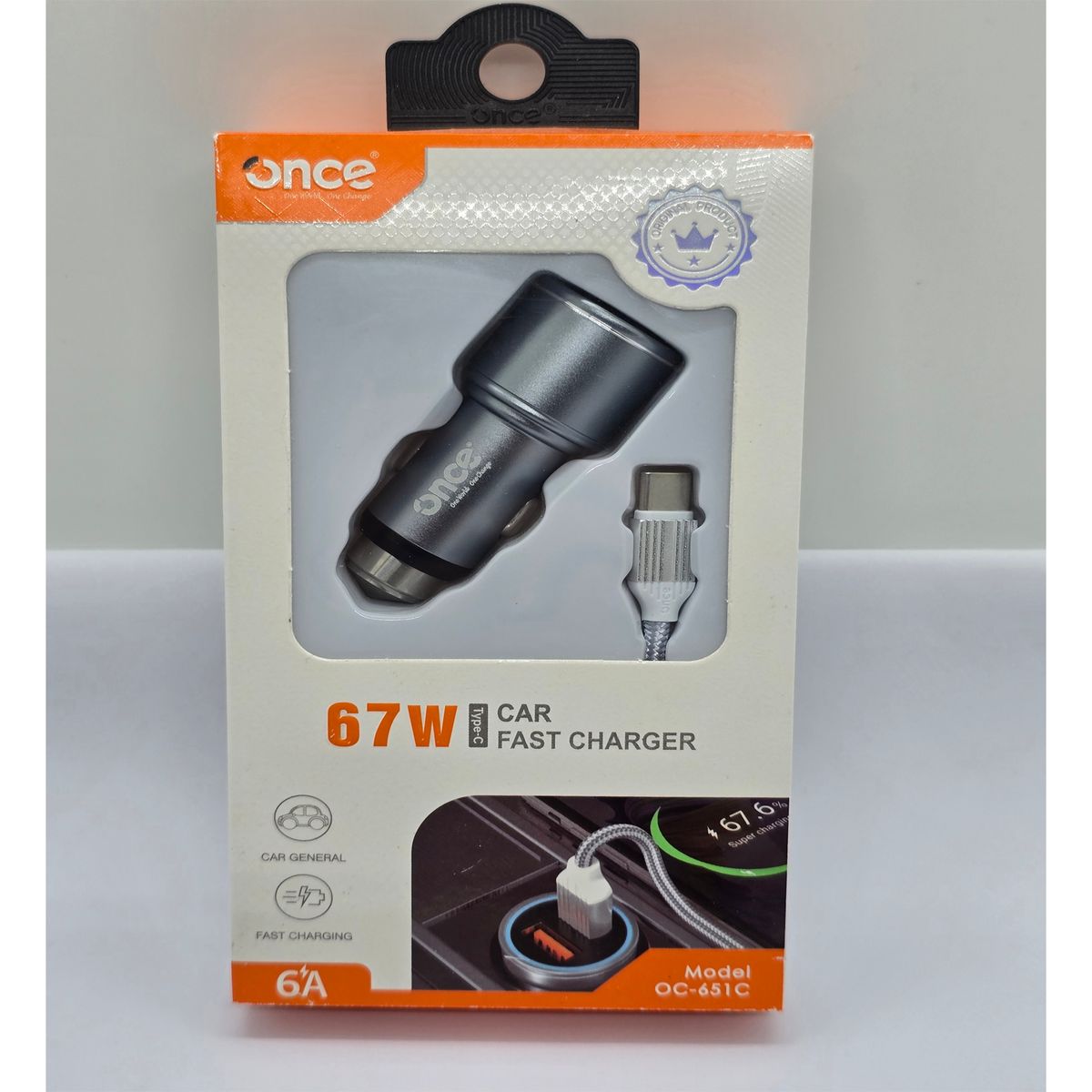 GENERICO - CARGADOR ONCE PARA CARRO INCLUYE CABLE TIPO C  67W