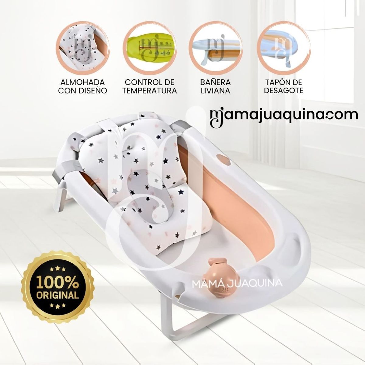 BABY - Bañera Plegable con Cojín «NEWAQUA» Melón