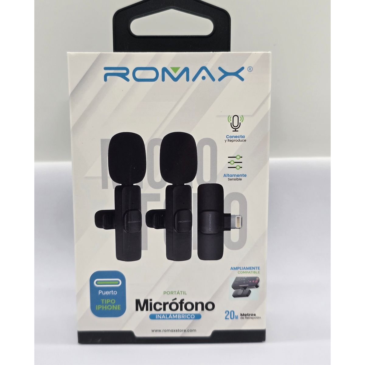 ROMAX - MICROFONO INALAMBRICO ROMAX ADAPTADOR PORT IPHONE+ 2MICROS PORTATIL