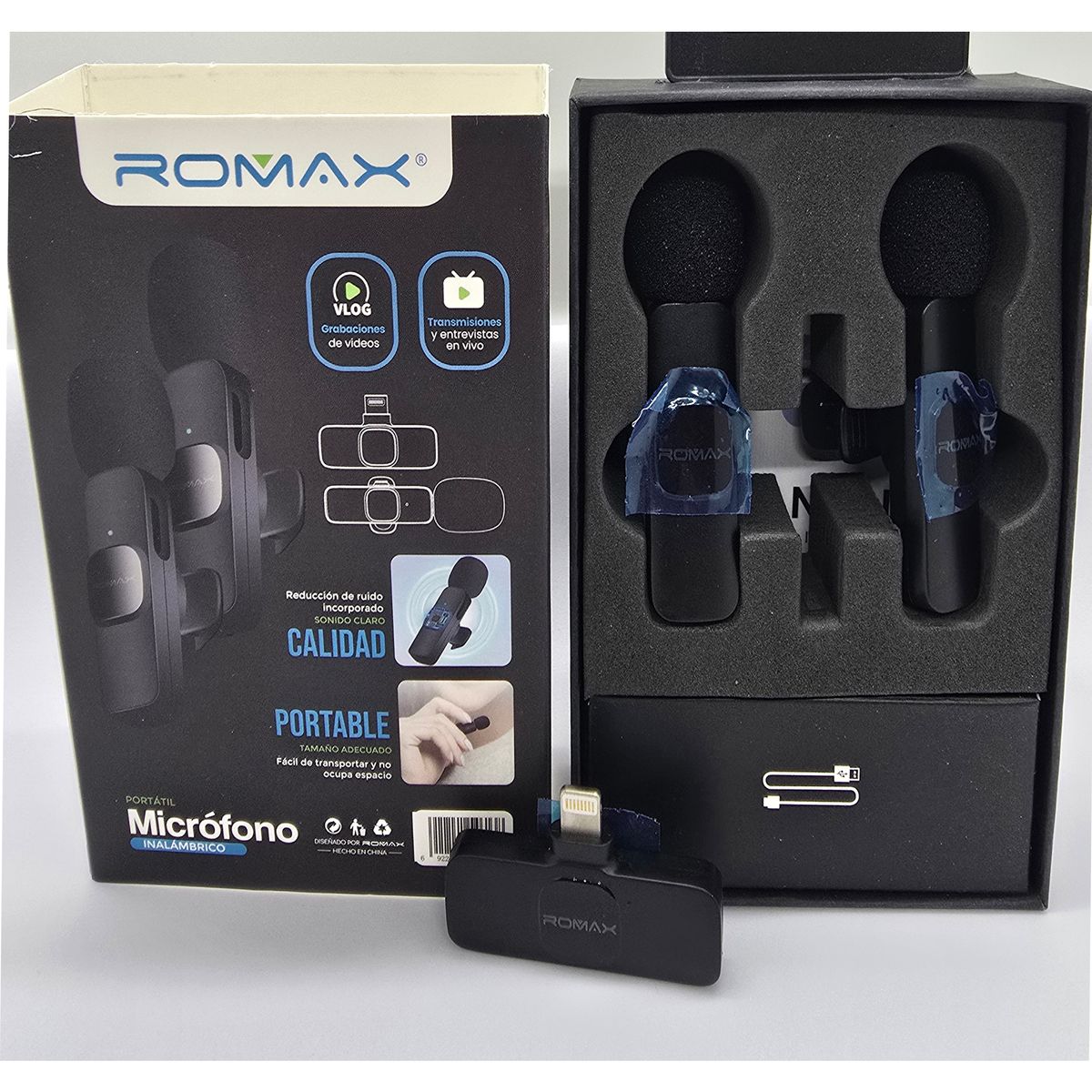 ROMAX - MICROFONO INALAMBRICO ROMAX ADAPTADOR PORT IPHONE+ 2MICROS PORTATIL