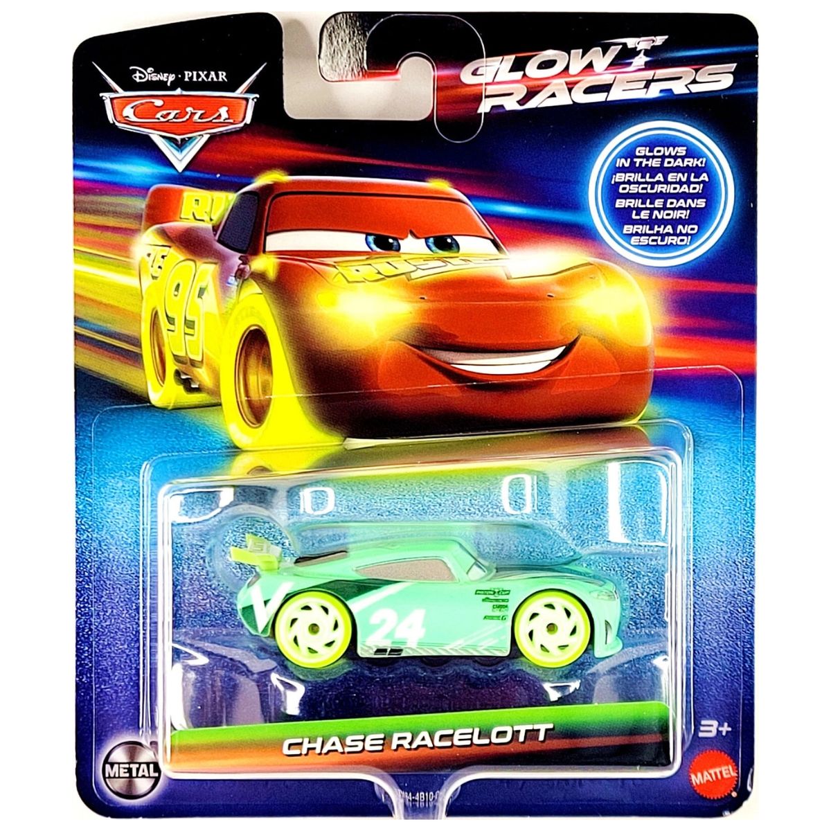 DISNEY PIXAR - Chase Racelott Disney Pixar Cars Glow Racers - Coches Metal