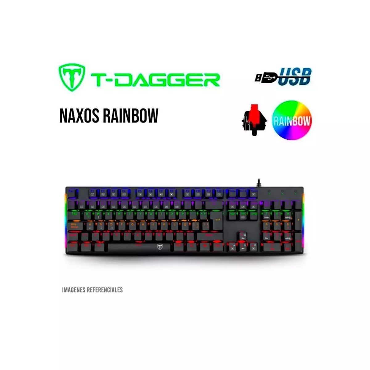 T-DAGGER - TECLADO T-DAGGER NAXOS RAINBOW T-TGK310-RD-SP SPANISH SWITCH RED