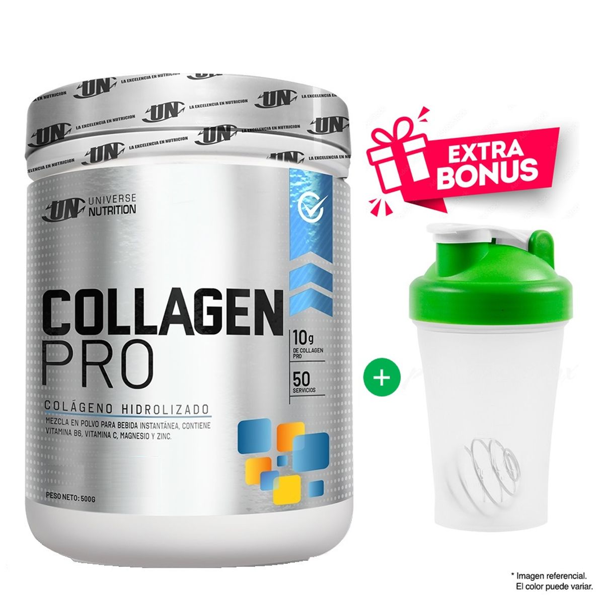 UNIVERSE NUTRITION - Collagen Pro 500g Colágeno Universe Nutrition Mora más Shaker