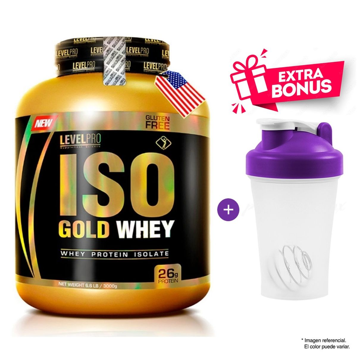 LEVEL PRO - Proteína Level Pro Iso Gold Whey 3 kg Vainilla
