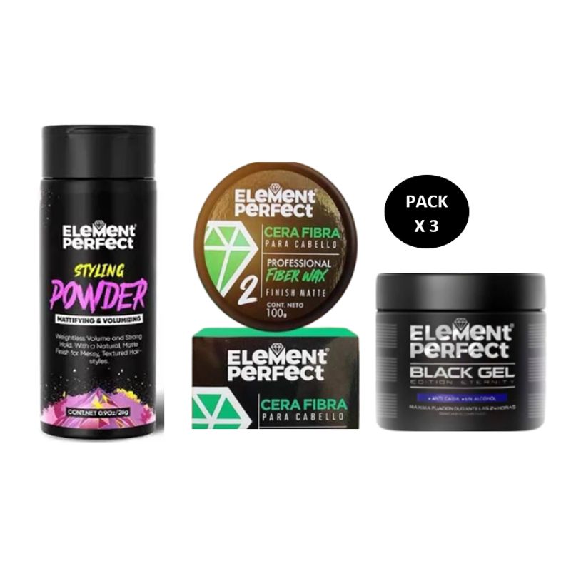 GENERICO - Pack Element Perfect Cera Polvo Texturizador Y Black Gel