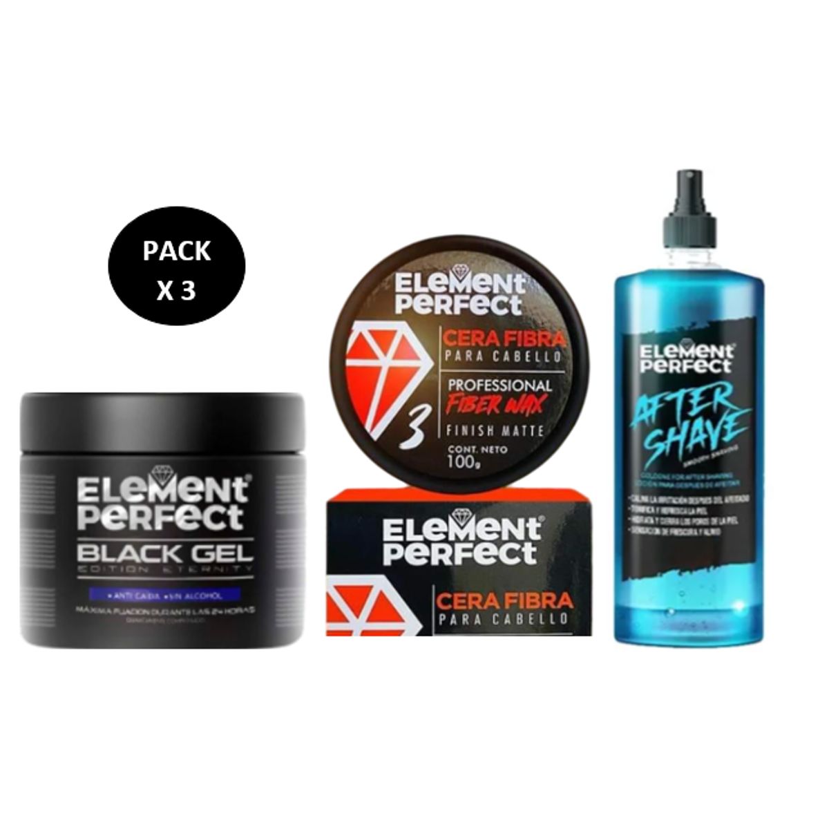 GENERICO - Pack Element Perfect Cera After Shave Y Black Gel