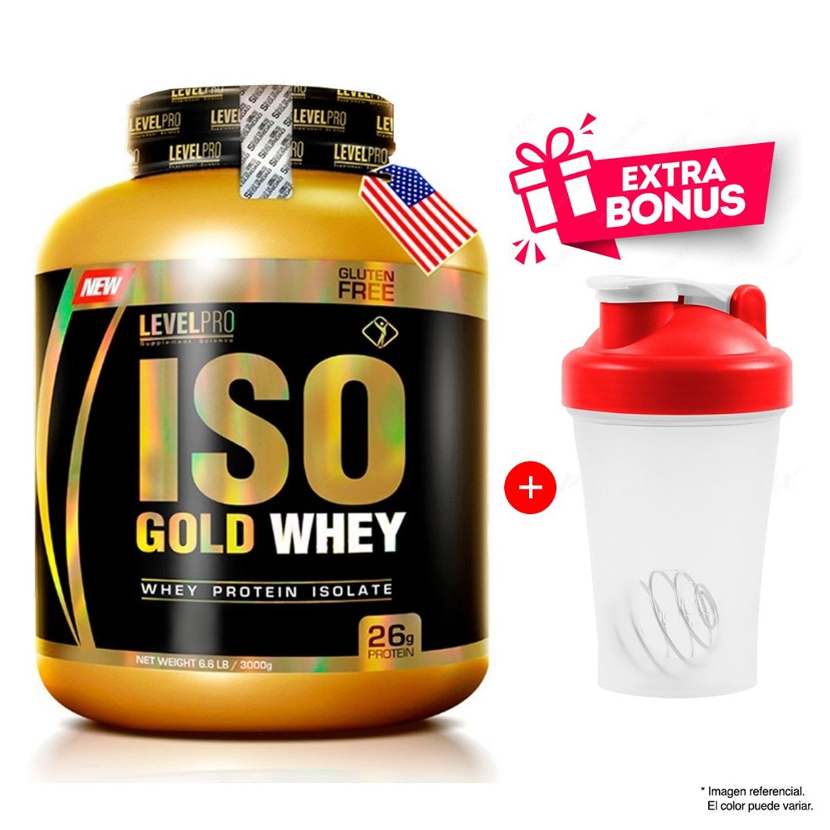 LEVEL PRO - ISO GOLD WHEY CHOCOLATE 3kg Proteína - 97 servicios