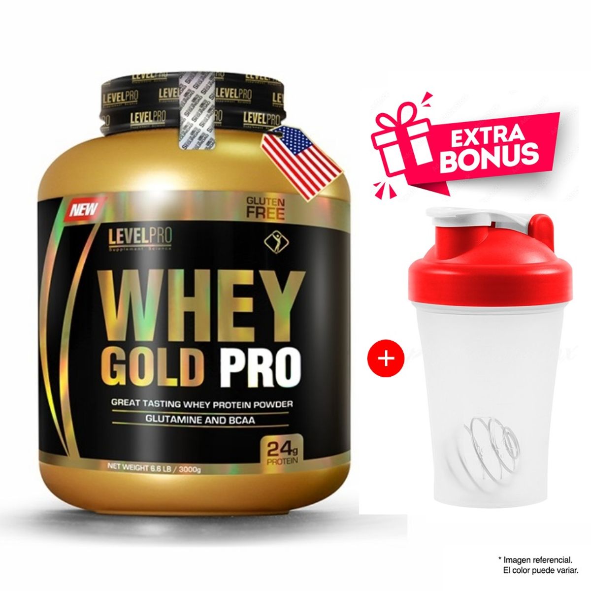 LEVEL PRO - Whey Gold Pro 3 Kg / 3 Kilos Pro Level Pro Vainilla