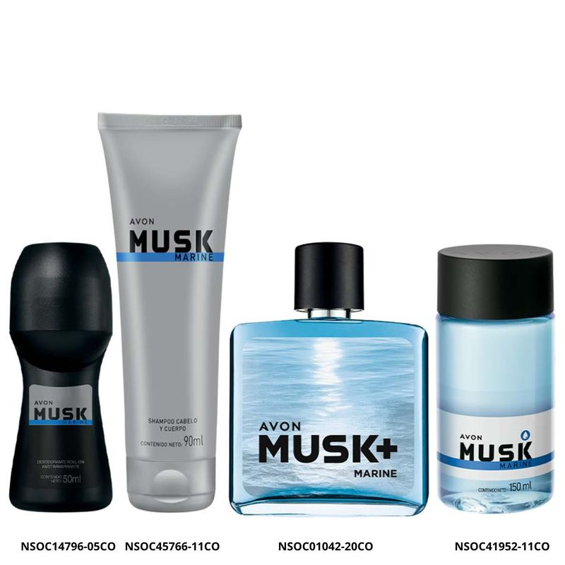 AVON - Set Musk Marine Fragancia Hombre con Refresh Deo y Shampoo