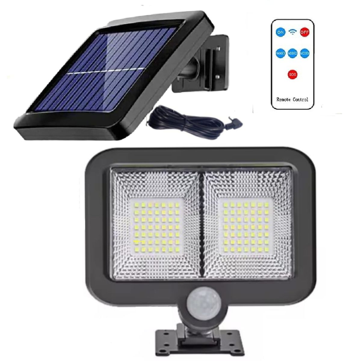 GENERICO - Reflector Lampara Luz LED con Sensor para Exteriores Panel Solar