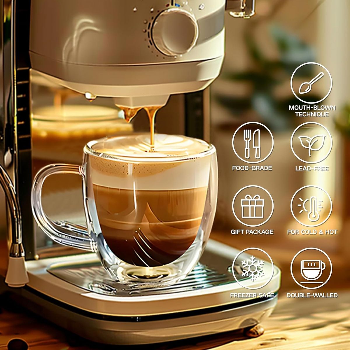 GENERICO - Set de 2 Tazas doble pared 70  ml