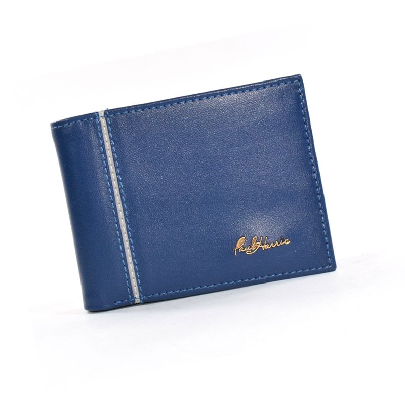 PAUL HARRIS - Billetera de hombre cuero full tarjetero Paul Harris Azul