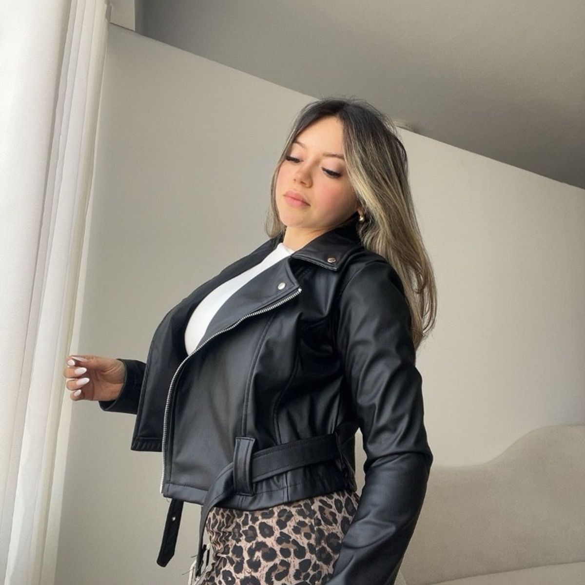 GENERICO - CHAQUETA CASUAL CON CORREA MUJER