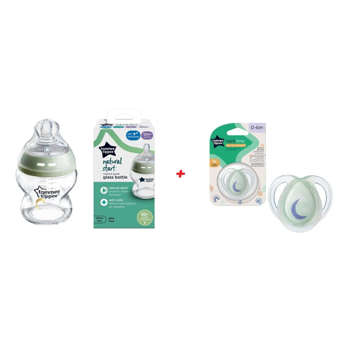 TOMMEE TIPPEE - Biberón Recien Nacido Vidrio 150ml + Chupon Anatomico