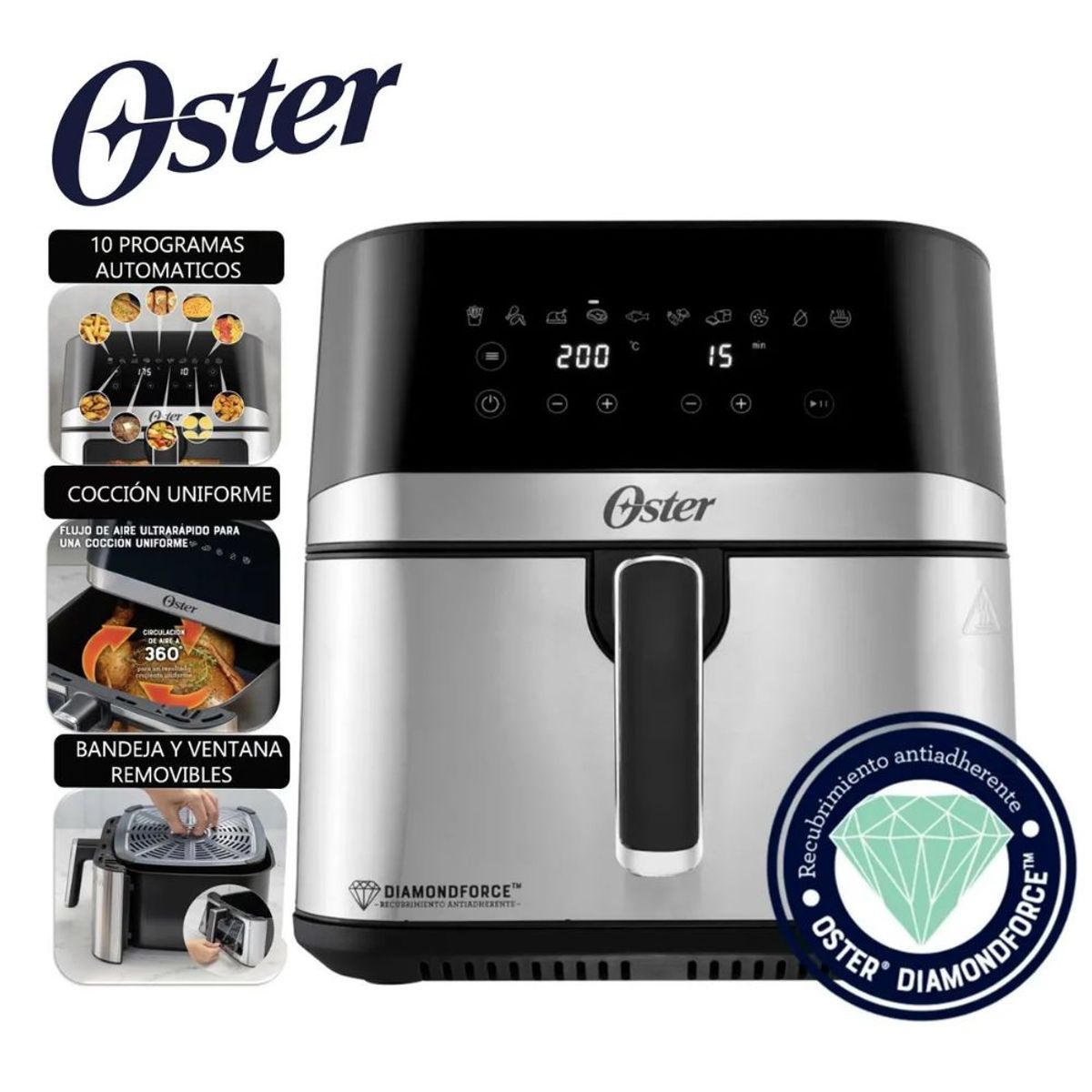 OSTER - Freidora de Aire Oster Digital 75L CKSTAF75DSSDF