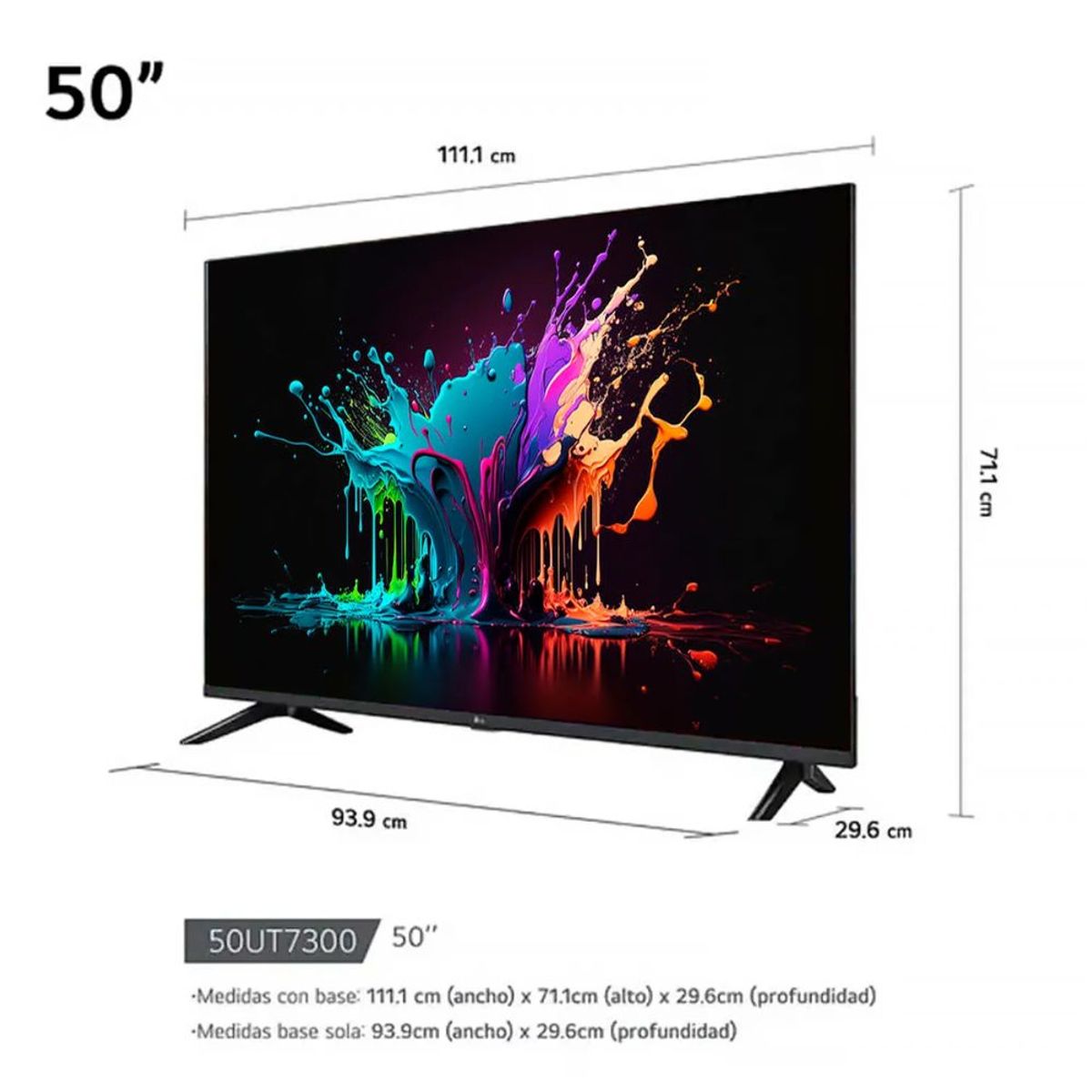 LG - Televisor LG 50 pulg Smart TV LED 4K UHD ThinQ AI 50UT7300PSA - Negro