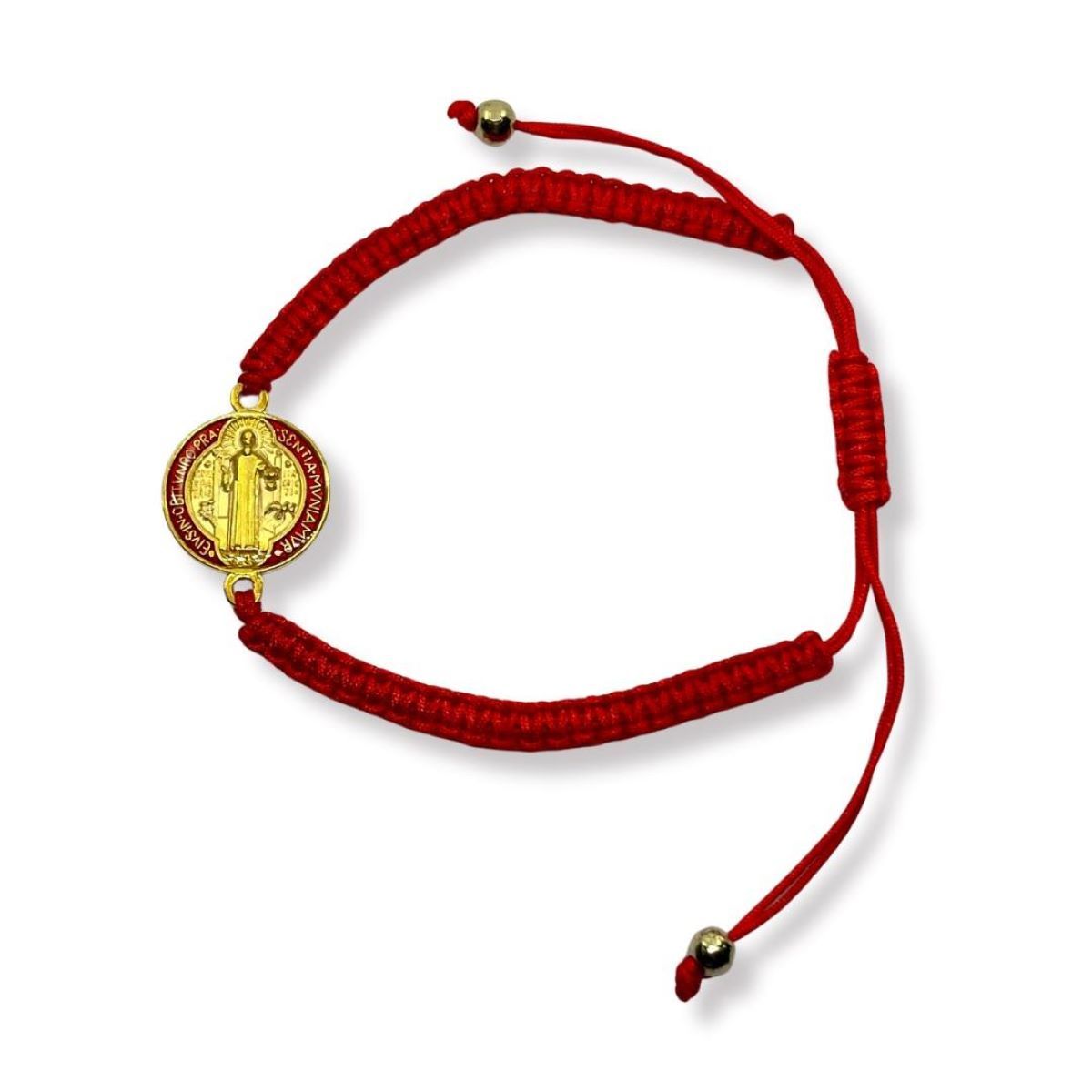 SANTORAL - Pulsera Medalla de San Benito Negro y Rojo - Hilo Rojo