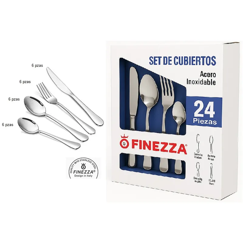FINEZZA - Set de Cubiertos 24 Piezas Acero Inoxidable Modelo 580 Finezza