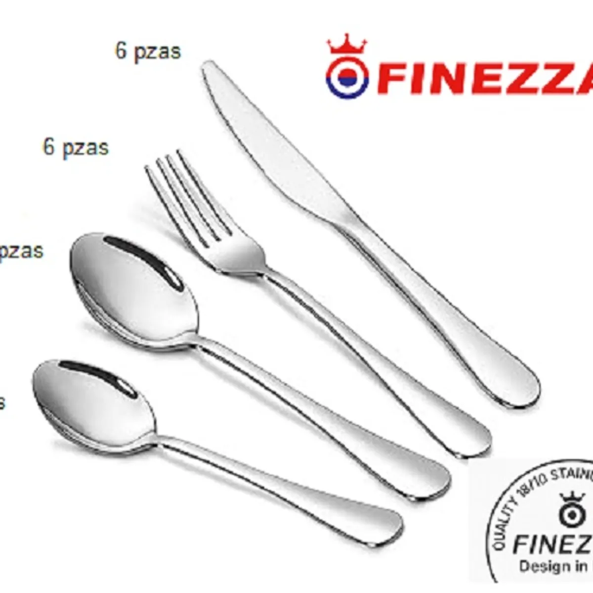 FINEZZA - Set de Cubiertos 24 Piezas Acero Inoxidable Modelo 580 Finezza