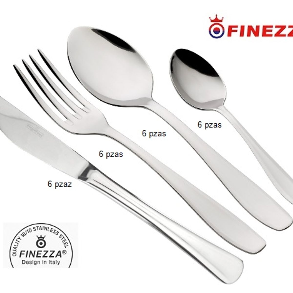 FINEZZA - Set de Cubiertos 24 Piezas Acero Inoxidable Modelo 680 Finezza
